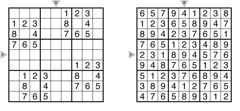 A Sudoku and solution example from GM Puzzles